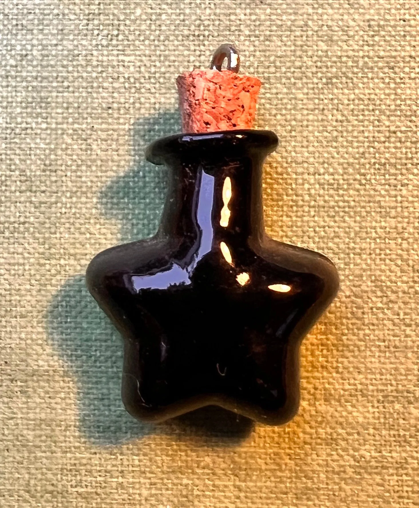 Little Glass Bottle with Cork Pendants - Choice of Colours and Shapes