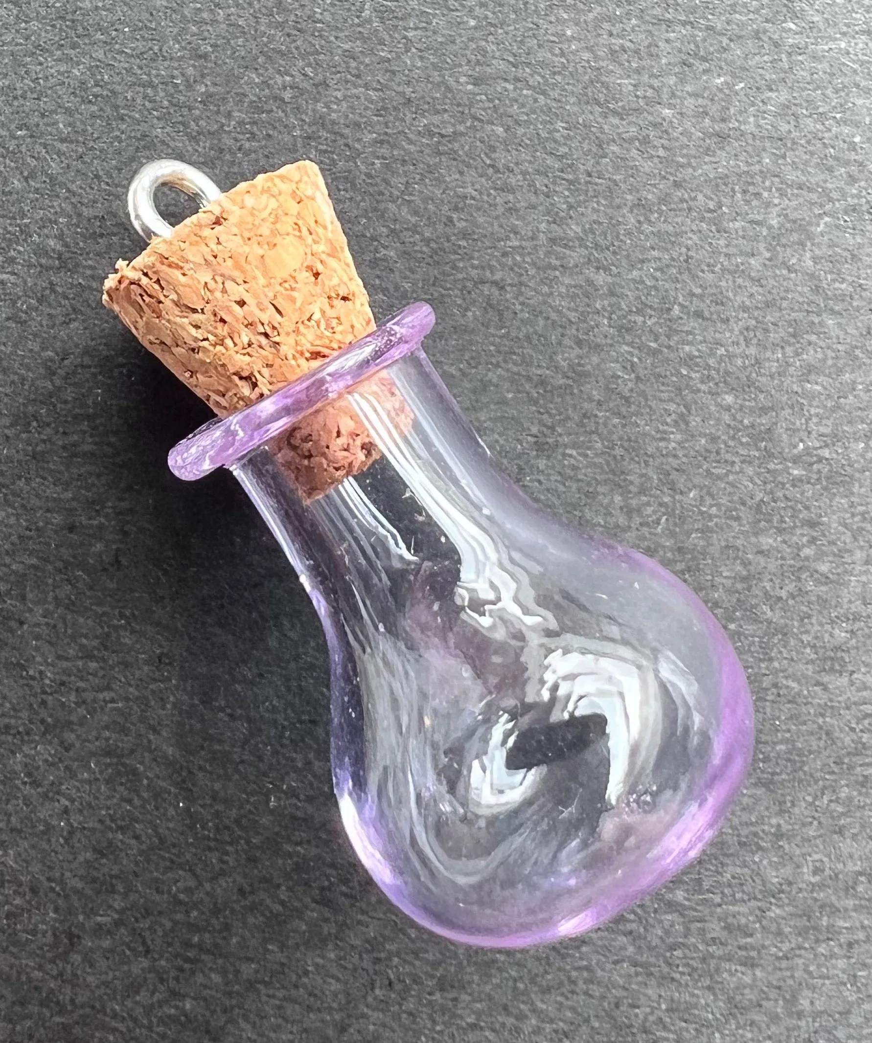 Little Glass Bottle with Cork Pendants - Choice of Colours and Shapes