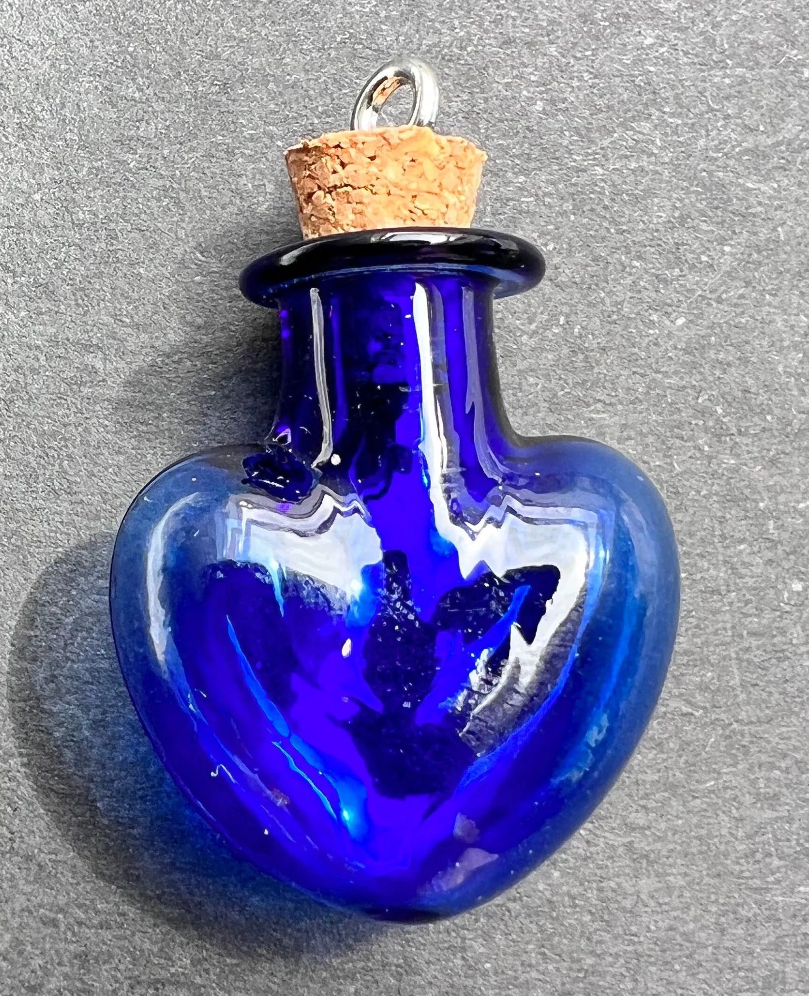 Little Glass Bottle with Cork Pendants - Choice of Colours and Shapes