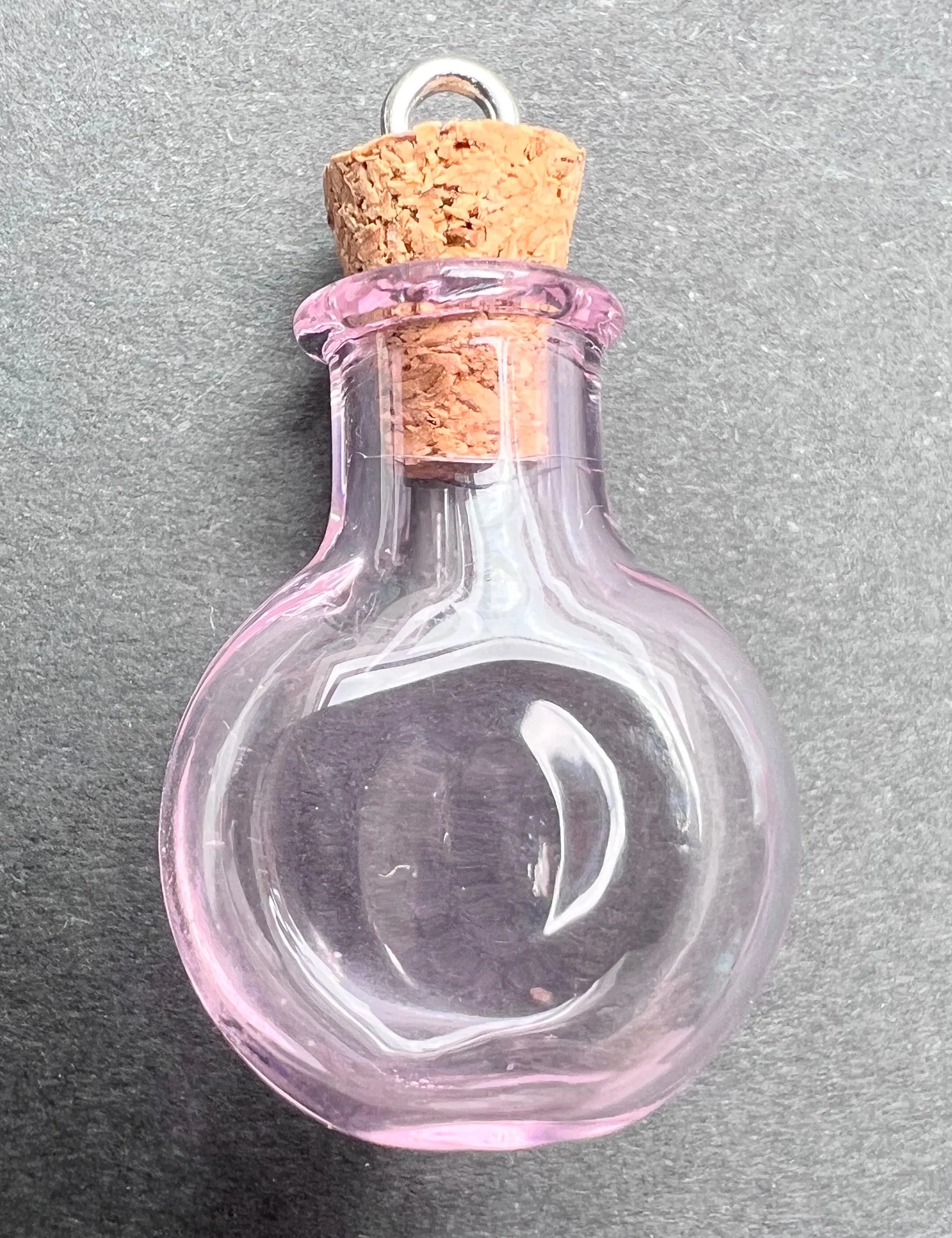 Little Glass Bottle with Cork Pendants - Choice of Colours and Shapes