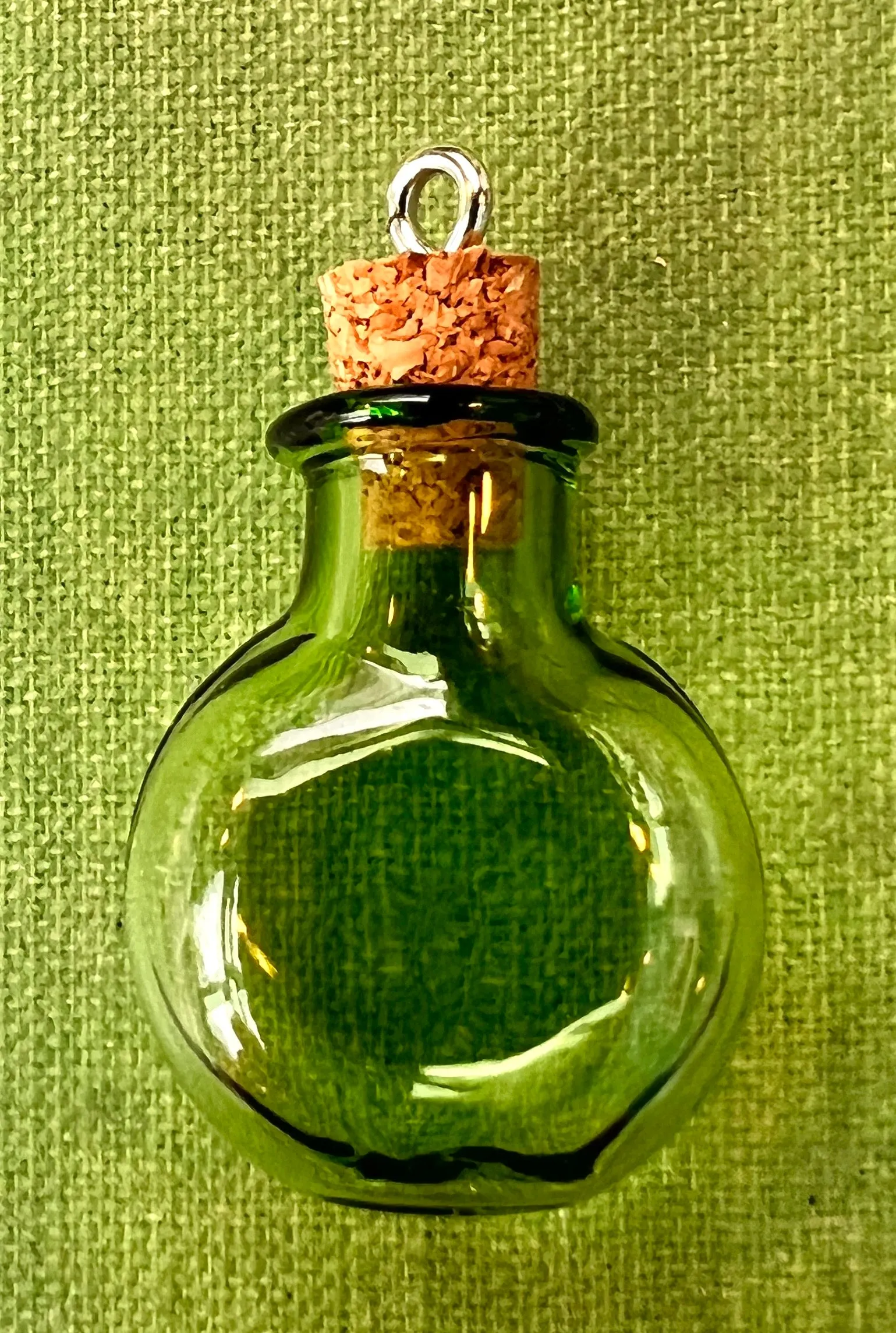 Little Glass Bottle with Cork Pendants - Choice of Colours and Shapes