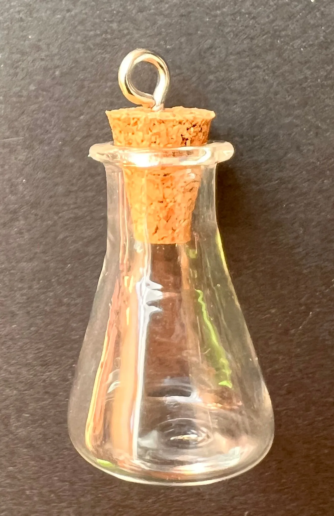 Little Glass Bottle with Cork Pendants - Choice of Colours and Shapes