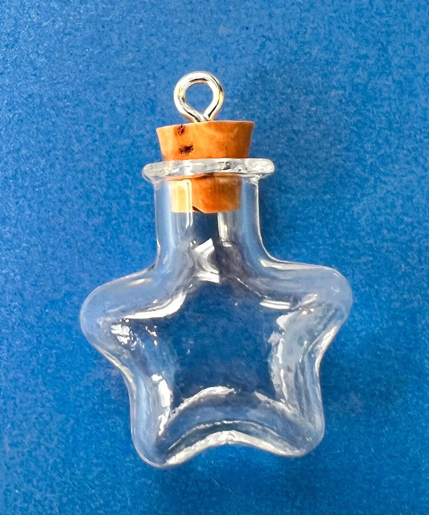 Little Glass Bottle with Cork Pendants - Choice of Colours and Shapes