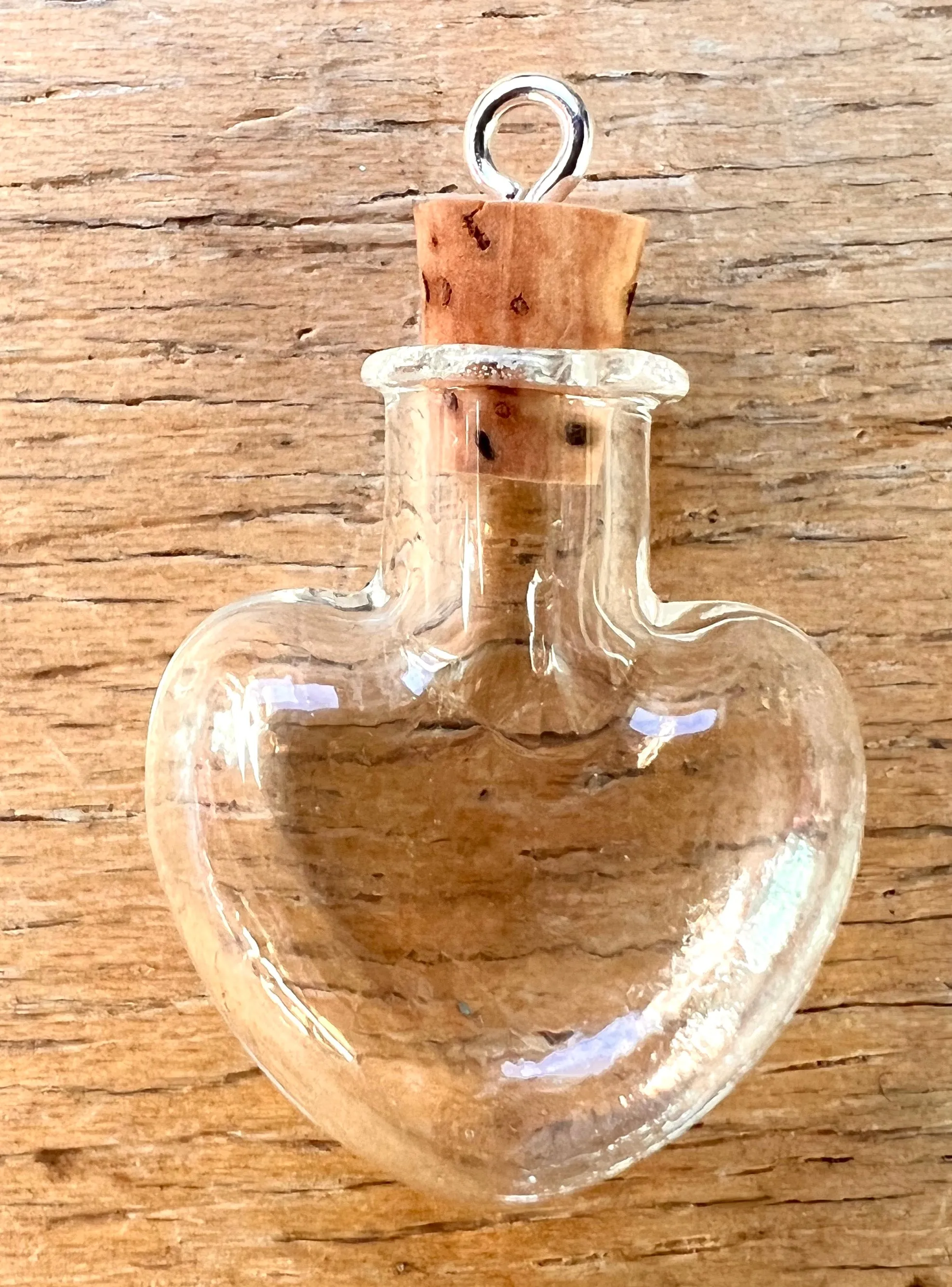 Little Glass Bottle with Cork Pendants - Choice of Colours and Shapes