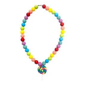 Lollipop Beaded Necklace - Bubblegum Rainbow