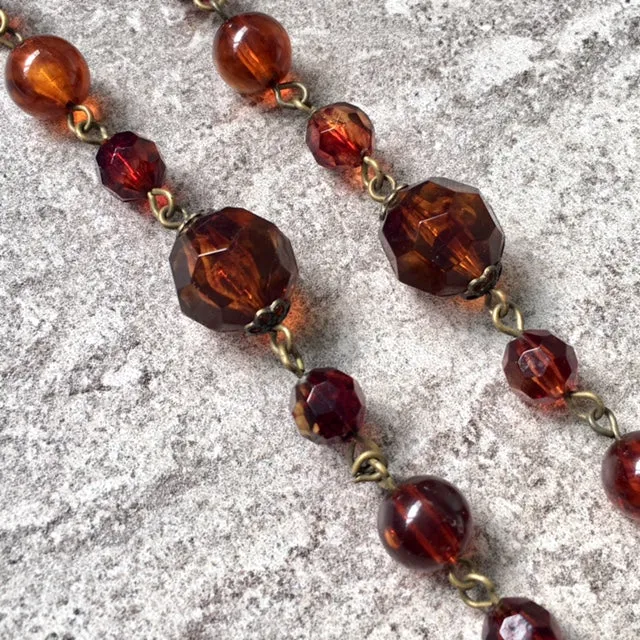 LONG BOHEMIAN BROWN SIMPLE BEADED NECKLACE