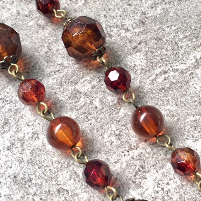 LONG BOHEMIAN BROWN SIMPLE BEADED NECKLACE