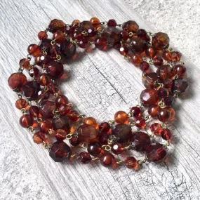 LONG BOHEMIAN BROWN SIMPLE BEADED NECKLACE