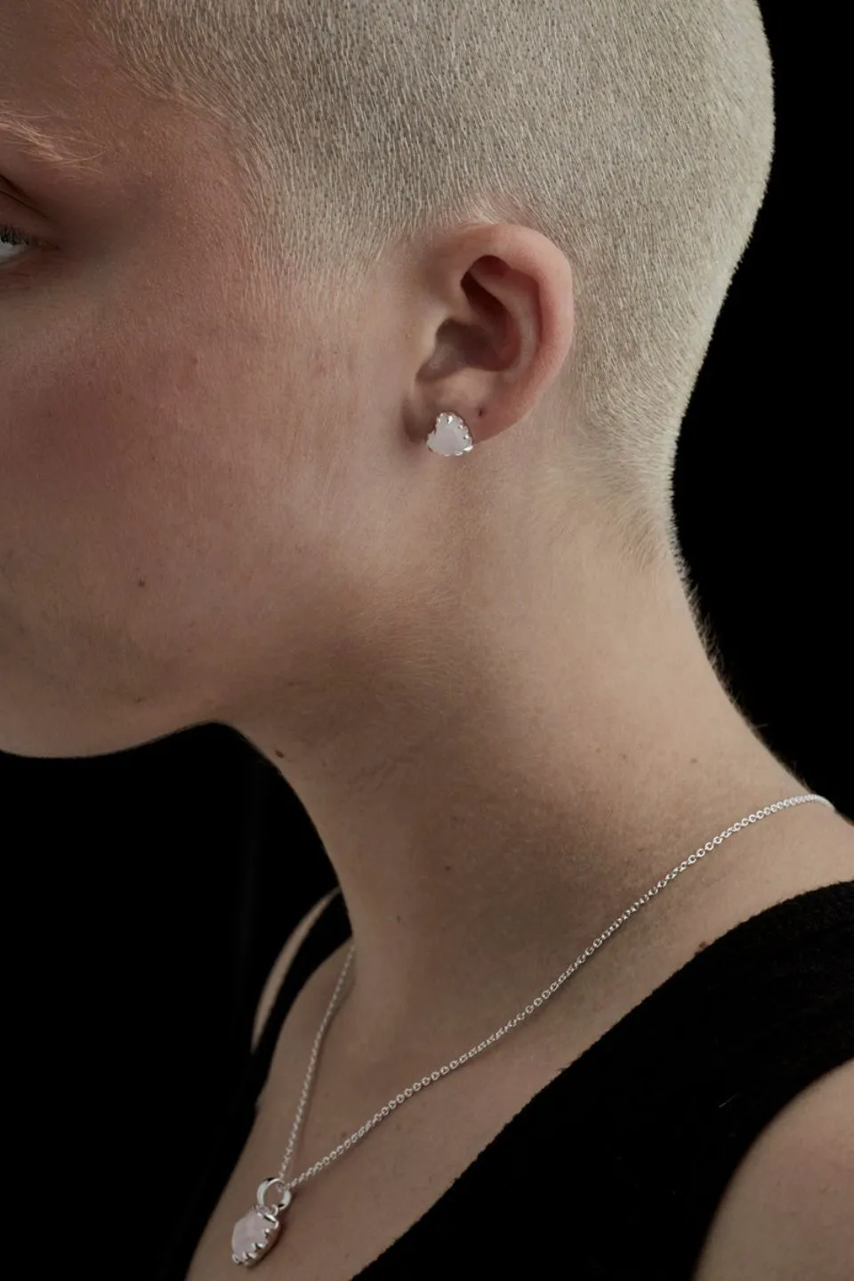 Love Claw Rose Quartz Stud Earrings