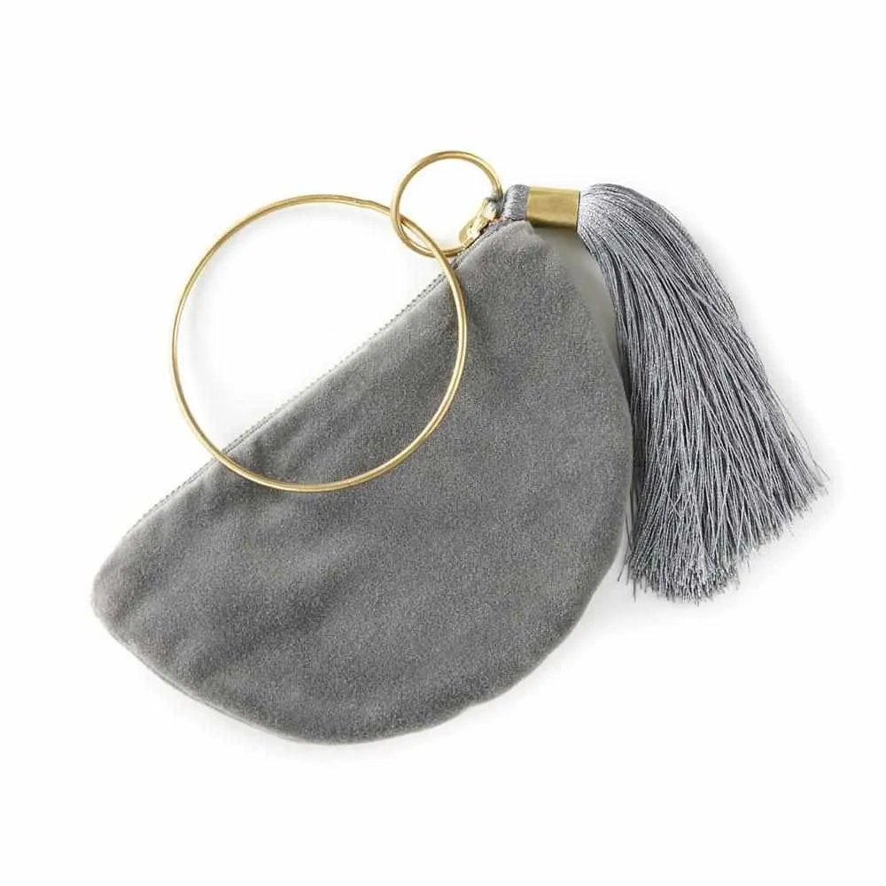 Lynette Velvet Bangle Purse - Slate