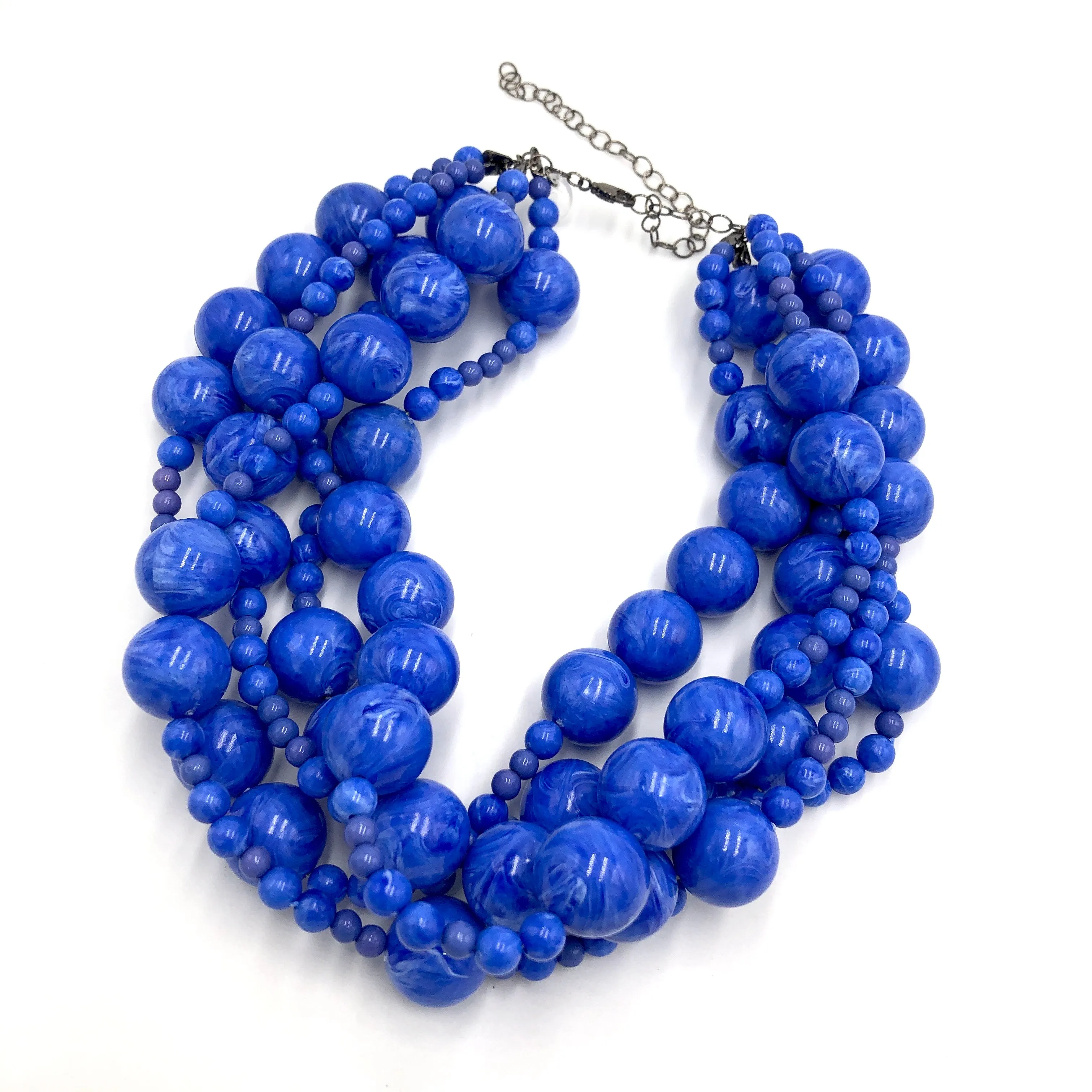 Marbled Blues Sylvie Beaded Necklace