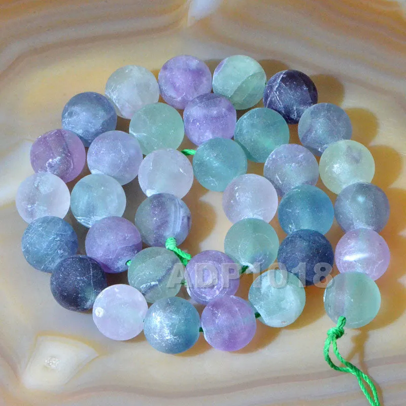 Matte Natural Fluorite Gemstone Round Loose Beads on a 15.5" Strand