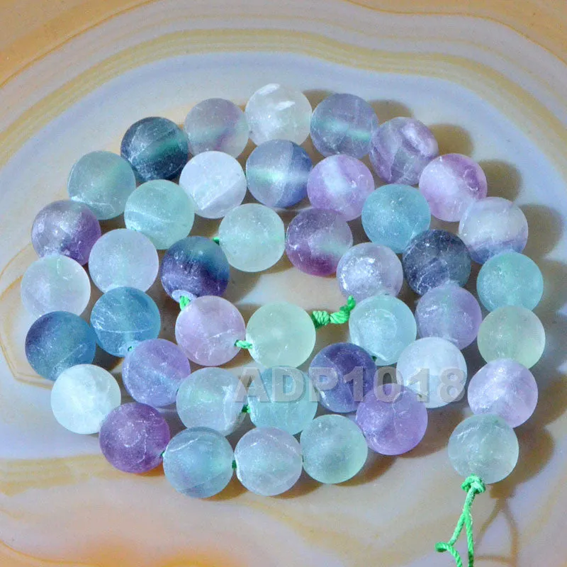 Matte Natural Fluorite Gemstone Round Loose Beads on a 15.5" Strand