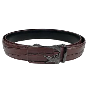Men's Brown Gator Print Leather Belt New Style Sliver Buckle