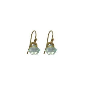 Mini Aquamarine Quartz Wire Hook Earrings