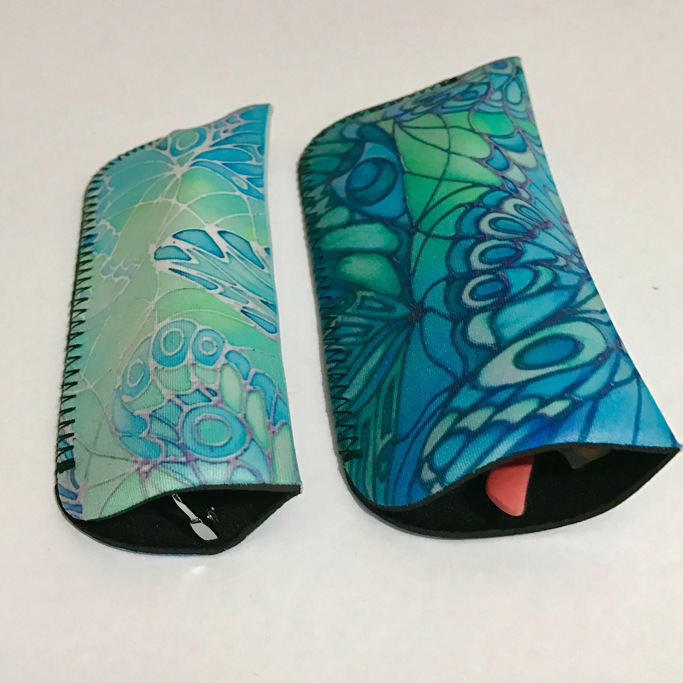 Mint Butterflies glasses case - slip-on padded glasses cover  - Reading Glasses Cover Butterflies