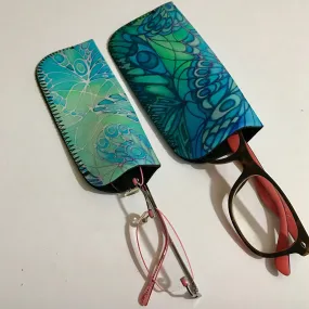 Mint Butterflies glasses case - slip-on padded glasses cover  - Reading Glasses Cover Butterflies