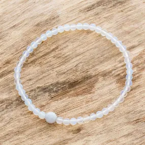 Moonstone and Lilac Jade Beaded Bracelet from Guatemala - Lunar Orbit NOVICA