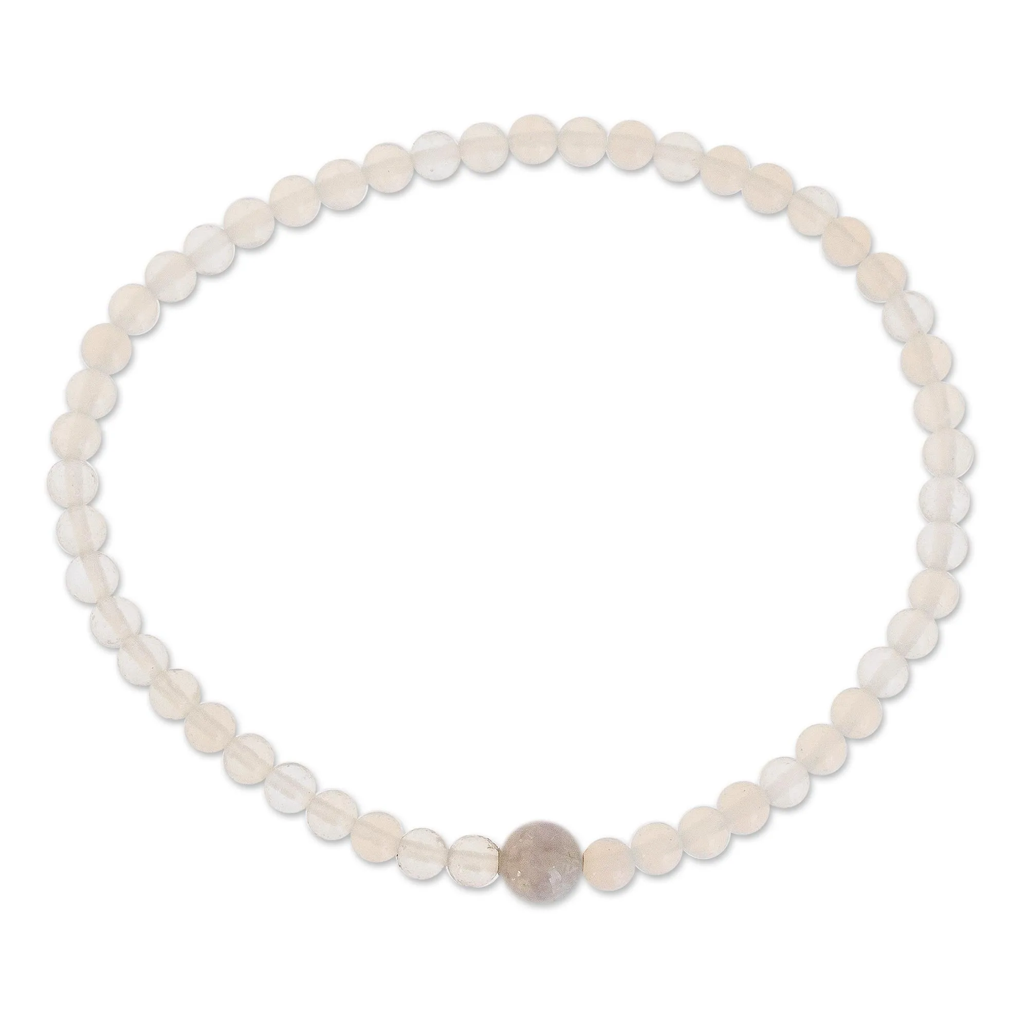 Moonstone and Lilac Jade Beaded Bracelet from Guatemala - Lunar Orbit NOVICA