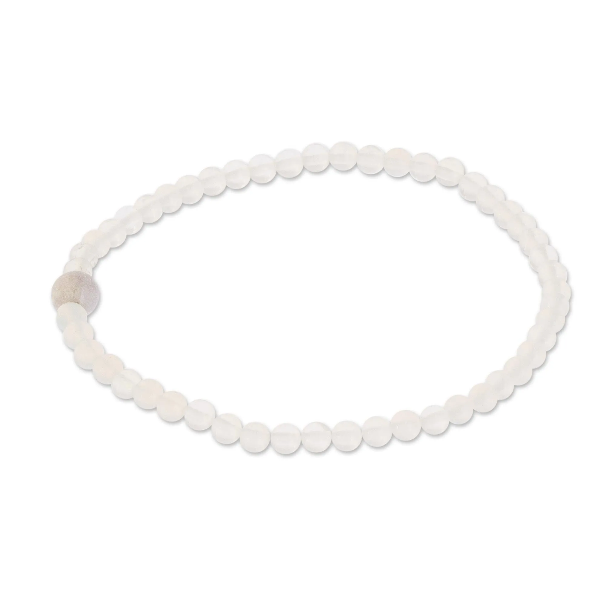 Moonstone and Lilac Jade Beaded Bracelet from Guatemala - Lunar Orbit NOVICA