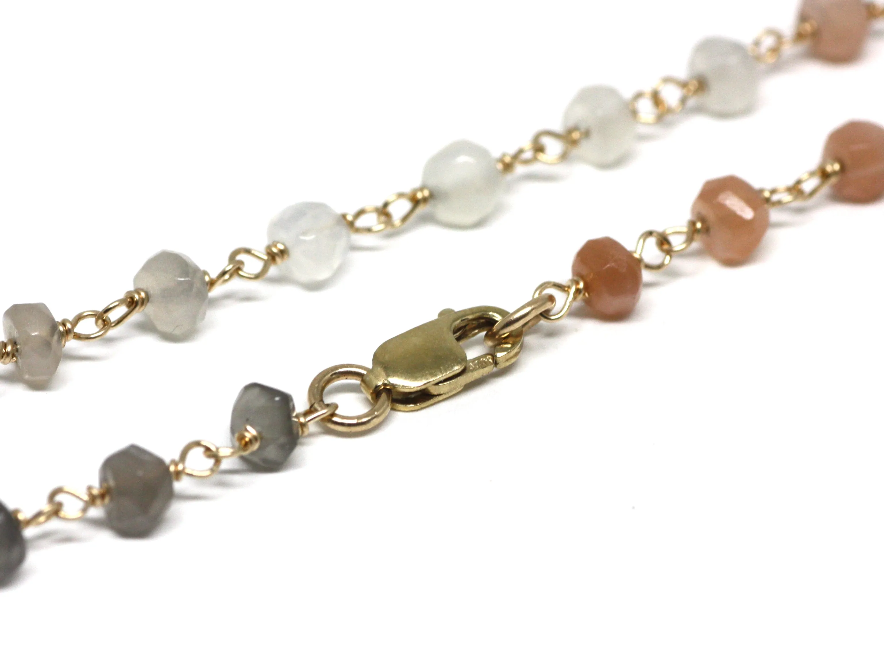 Moonstone Gradient Bracelet in Wire Wrapped Gold