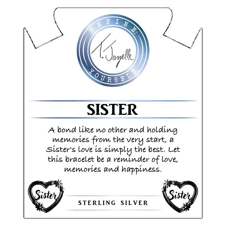 Moonstone Stone Bracelet with Heart Sister Sterling Silver Charm