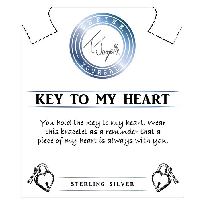 Moonstone Stone Bracelet with Key to my Heart Sterling Silver Charm