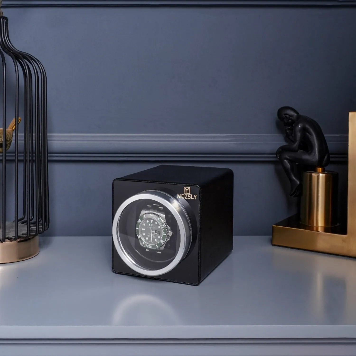 MOZSLY® Single Watch Winder - Black Leather