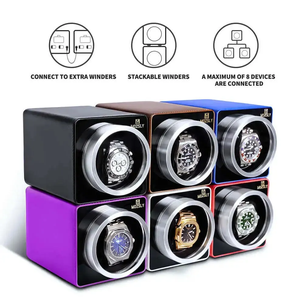 MOZSLY® Single Watch Winder - Black Leather