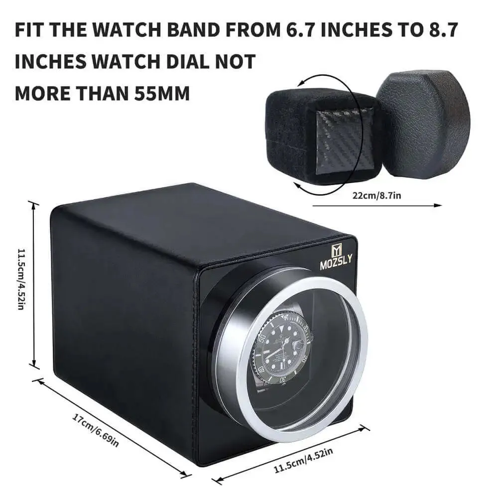 MOZSLY® Single Watch Winder - Black Leather