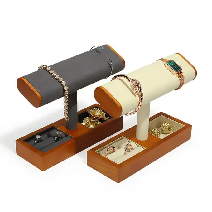 MOZSLY Solid Wood Watch Display Stand Jewelry Storage White
