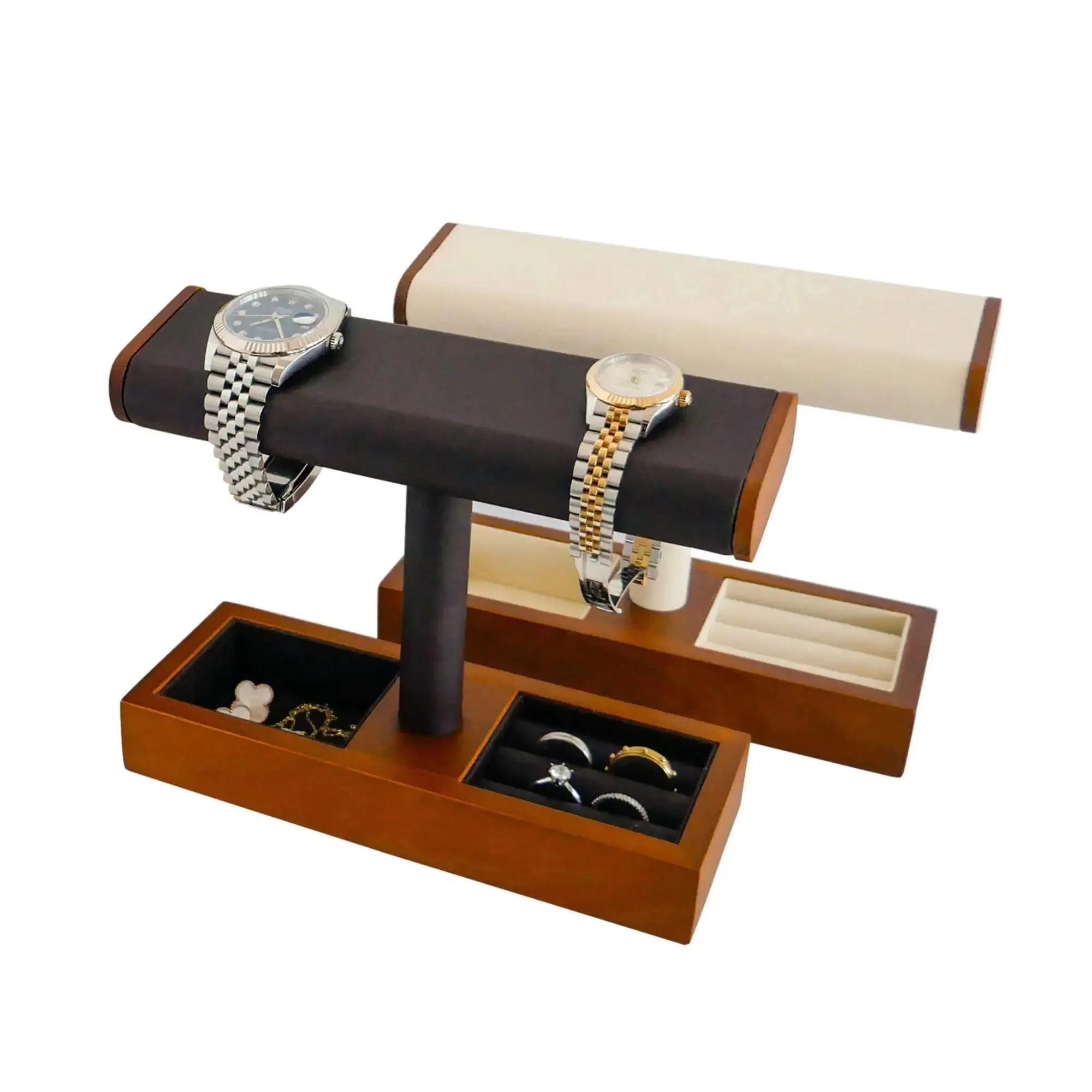 MOZSLY Solid Wood Watch Display Stand Jewelry Storage White