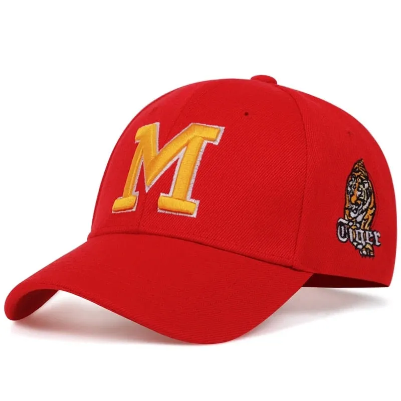 New Fashion Baseball Cap Cotton Snapback Hat Sun hat Spring Summer M Letter embroidery Dad Hats Hip Hop Tiger Caps For Men Women