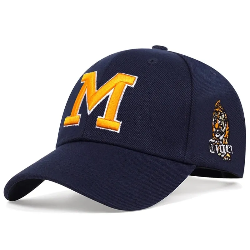 New Fashion Baseball Cap Cotton Snapback Hat Sun hat Spring Summer M Letter embroidery Dad Hats Hip Hop Tiger Caps For Men Women
