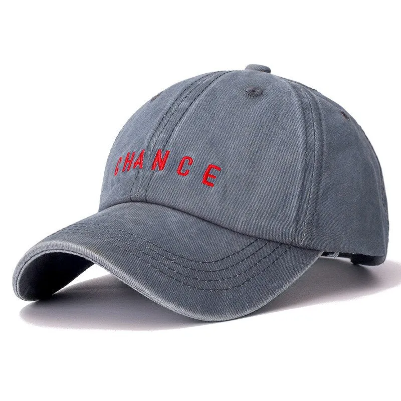 New Fashion CHANCE Letter Embroidered Baseball Cap High Quality Casual Hat Man Woman Adjustable Washed Cotton Vintage Cap