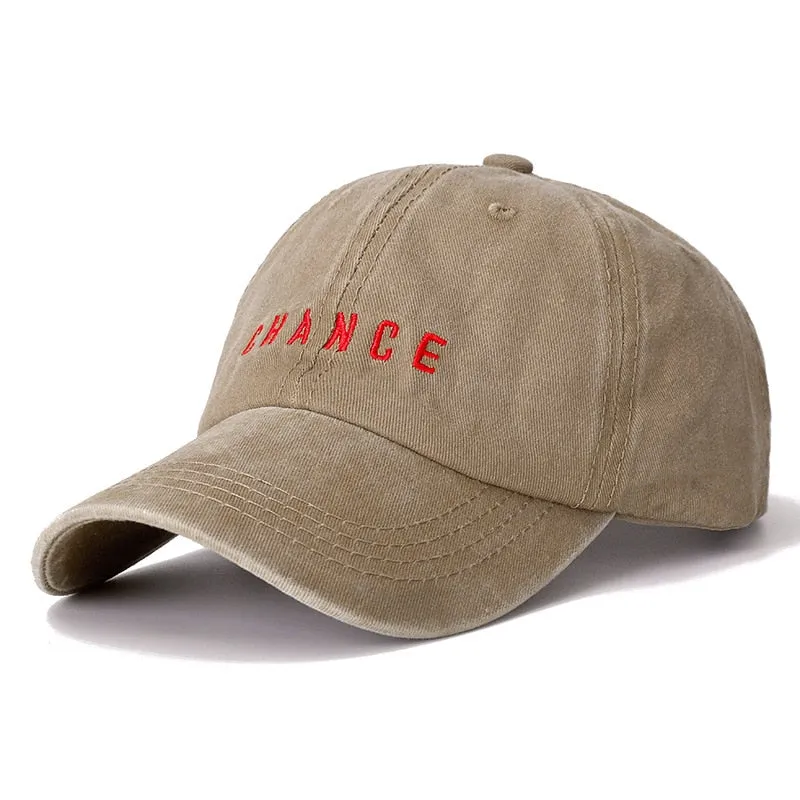 New Fashion CHANCE Letter Embroidered Baseball Cap High Quality Casual Hat Man Woman Adjustable Washed Cotton Vintage Cap