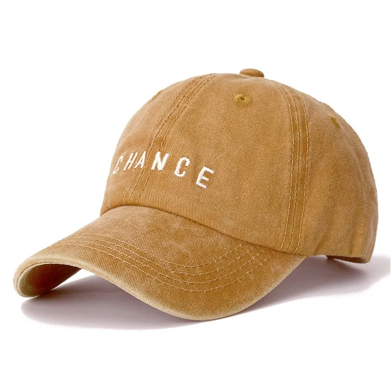 New Fashion CHANCE Letter Embroidered Baseball Cap High Quality Casual Hat Man Woman Adjustable Washed Cotton Vintage Cap