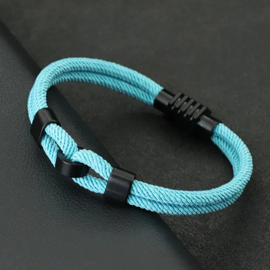 New Stylish Knot Bracelet For Men Black Magnet Buckle Rope Braslet Gifts For Him Nautical Braclet Pulseras De Hilo Wrap Jewelry
