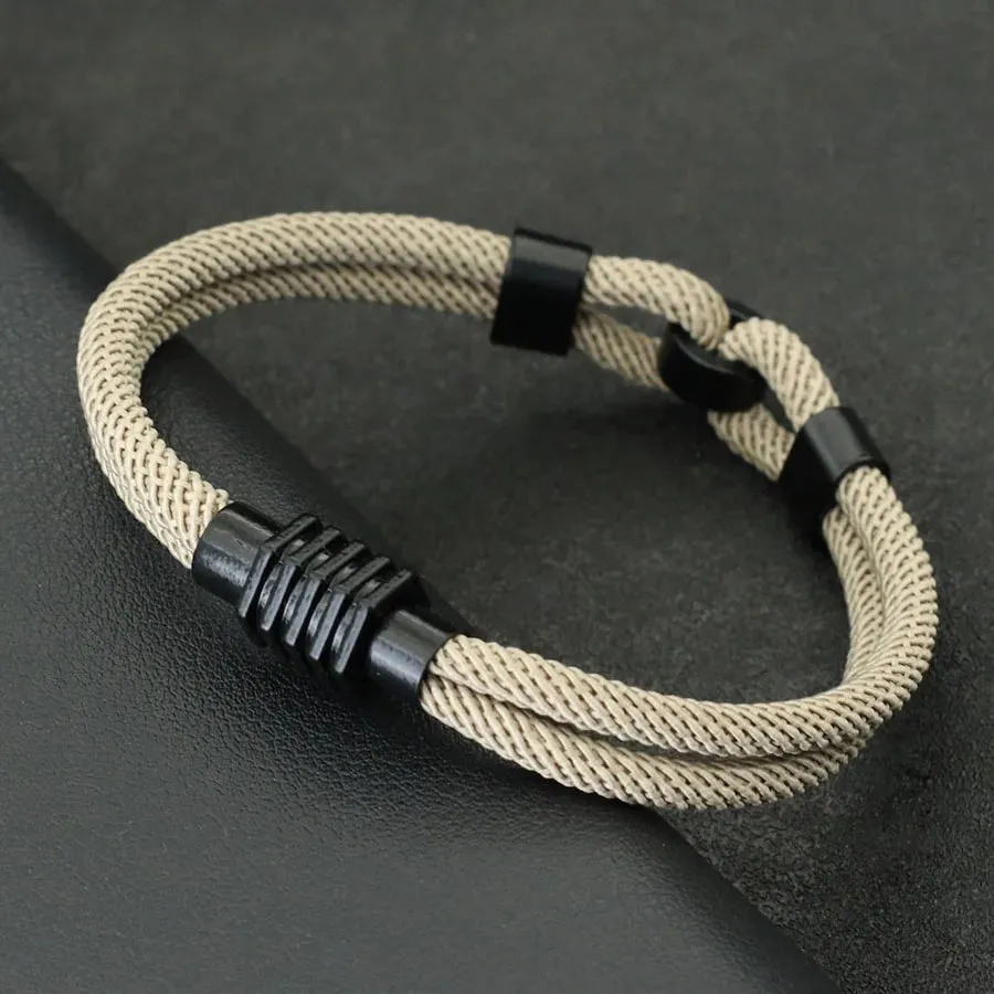 New Stylish Knot Bracelet For Men Black Magnet Buckle Rope Braslet Gifts For Him Nautical Braclet Pulseras De Hilo Wrap Jewelry