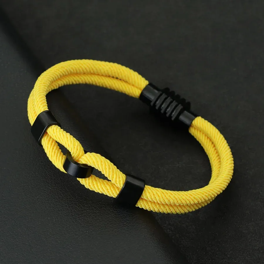 New Stylish Knot Bracelet For Men Black Magnet Buckle Rope Braslet Gifts For Him Nautical Braclet Pulseras De Hilo Wrap Jewelry