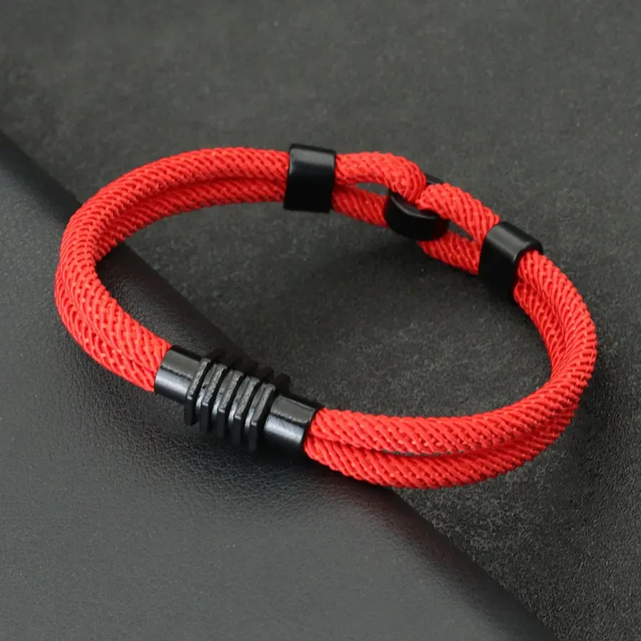 New Stylish Knot Bracelet For Men Black Magnet Buckle Rope Braslet Gifts For Him Nautical Braclet Pulseras De Hilo Wrap Jewelry