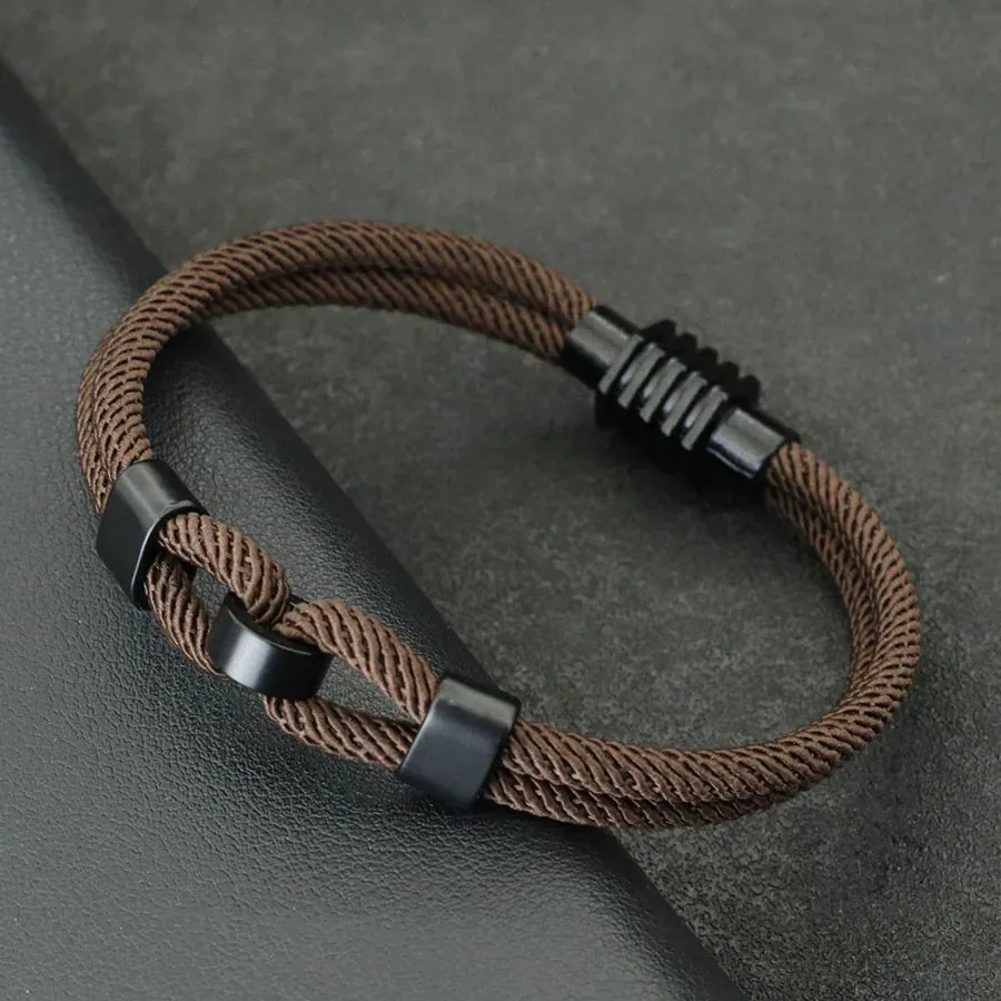 New Stylish Knot Bracelet For Men Black Magnet Buckle Rope Braslet Gifts For Him Nautical Braclet Pulseras De Hilo Wrap Jewelry