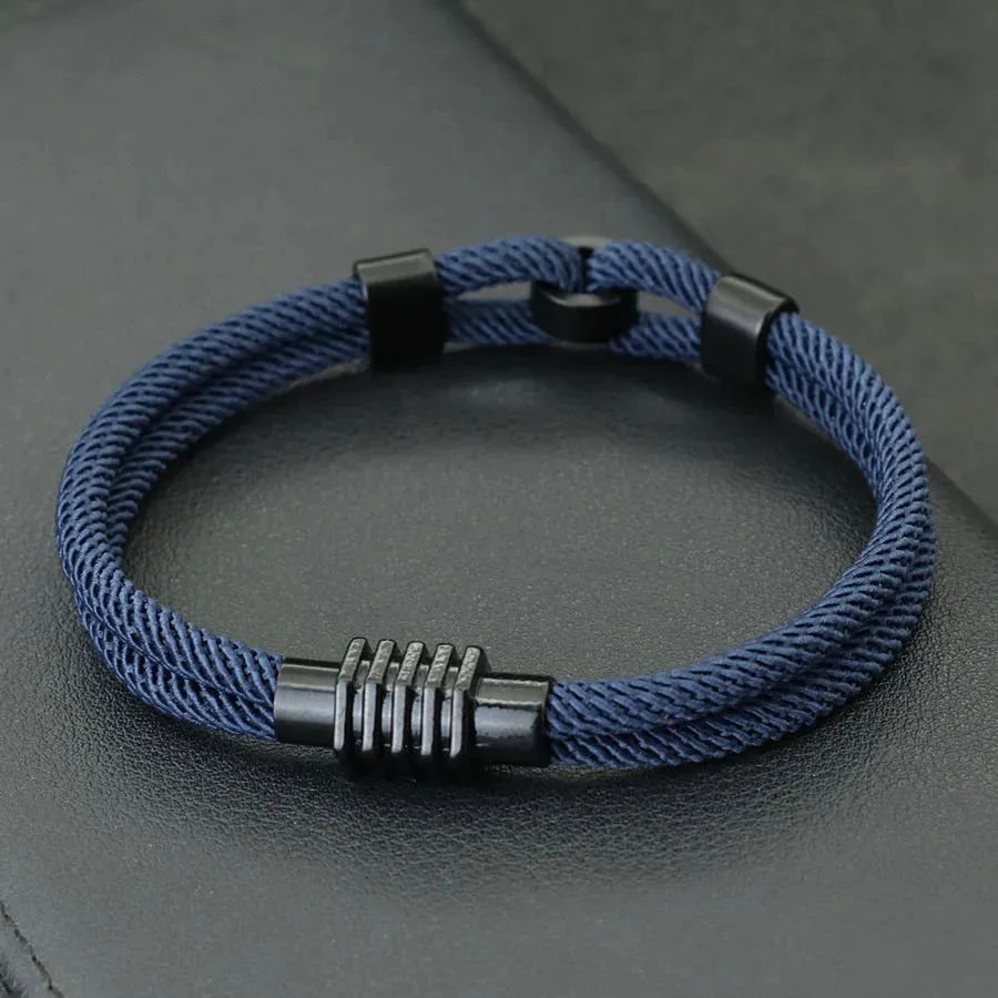 New Stylish Knot Bracelet For Men Black Magnet Buckle Rope Braslet Gifts For Him Nautical Braclet Pulseras De Hilo Wrap Jewelry