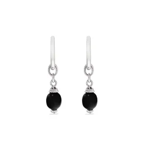 Ocean Reef Drop Hoop Earrings With Black Onyx