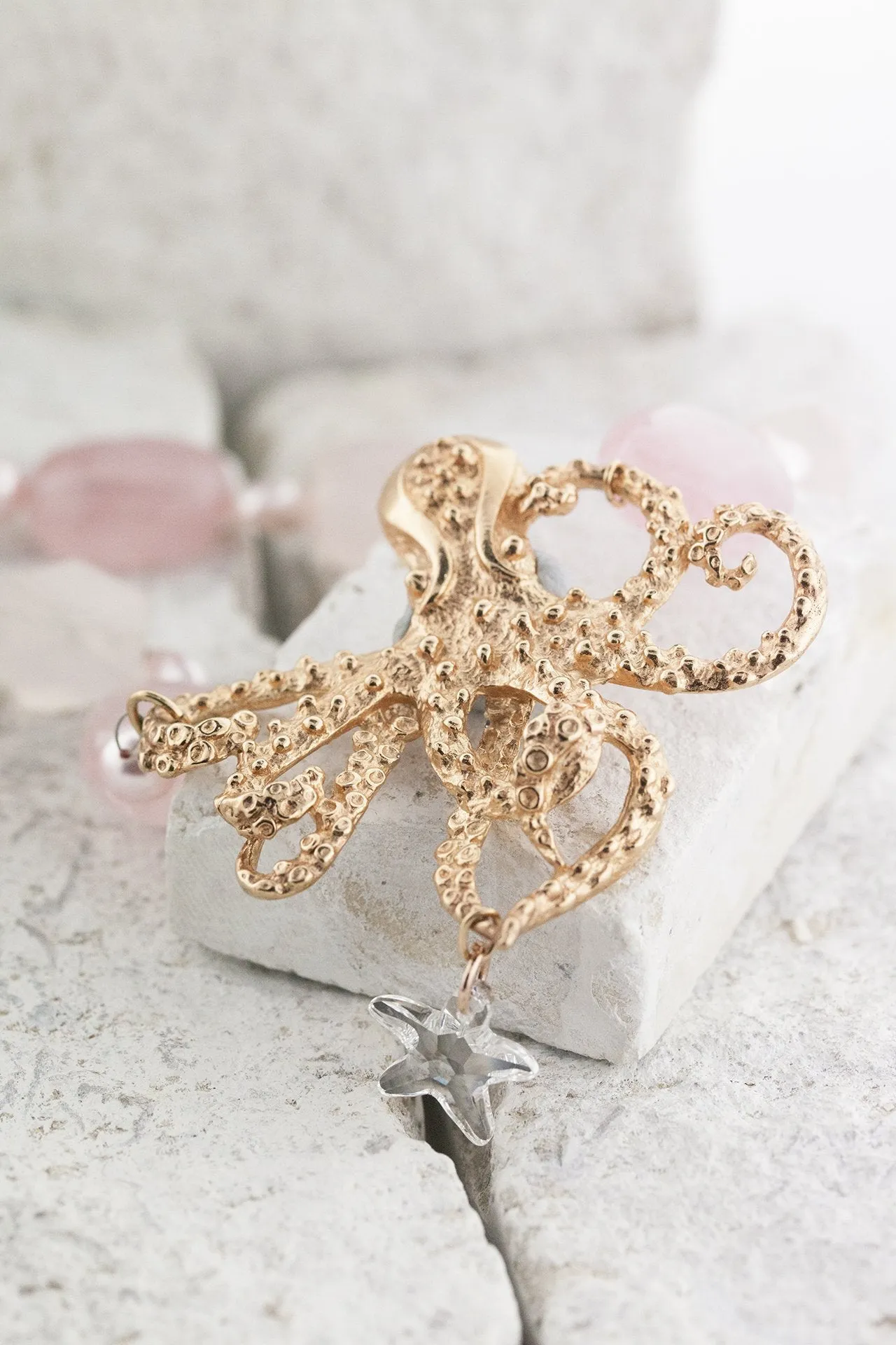Octavia's Rose Quartz & Pearl Garden necklace
