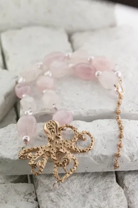 Octavia's Rose Quartz & Pearl Garden necklace