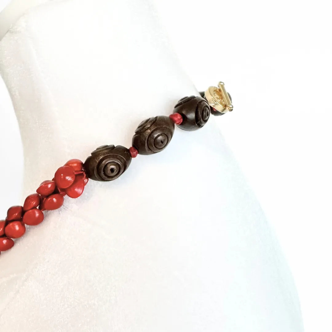 Ola Project - Beaded Necklace Hawaiian Wiliwili - Lahaina Strong Red