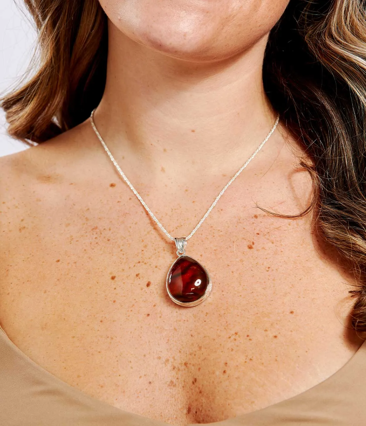 OOAK Amber Sunrise Teardrop Necklace