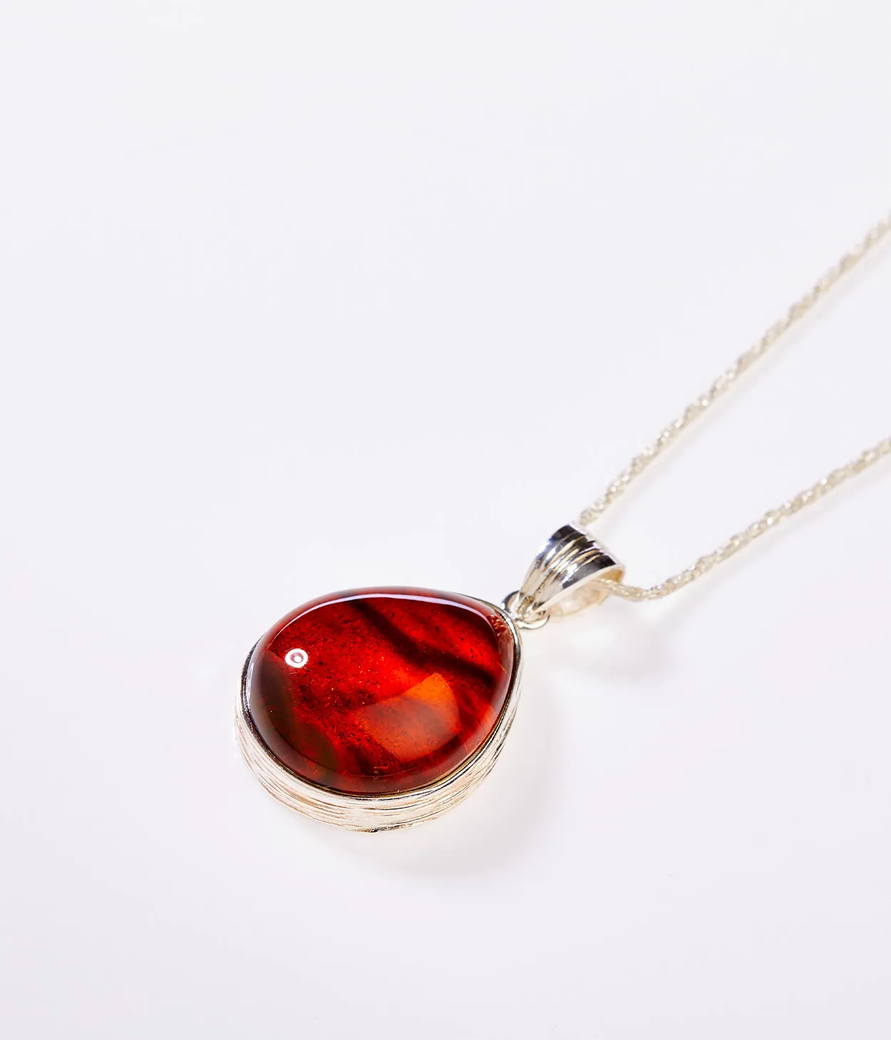 OOAK Amber Sunrise Teardrop Necklace