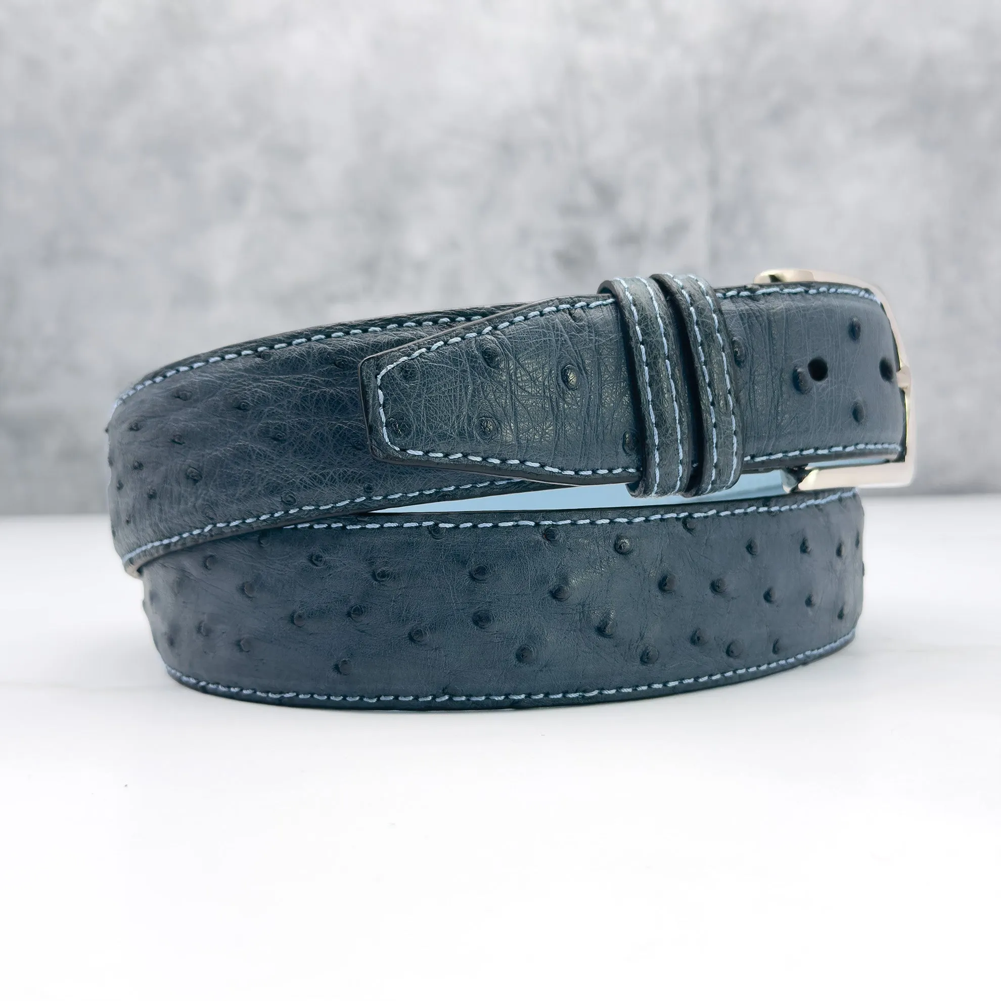 Ostrich Quill Belt: Navy